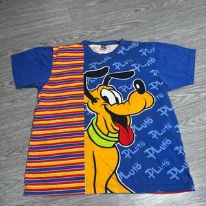 VINTAGE PLUTO WALT DISNEY WORLD AOP ALL OVER PRINT T SHIRT SZ LARGE DISNEY UNLT